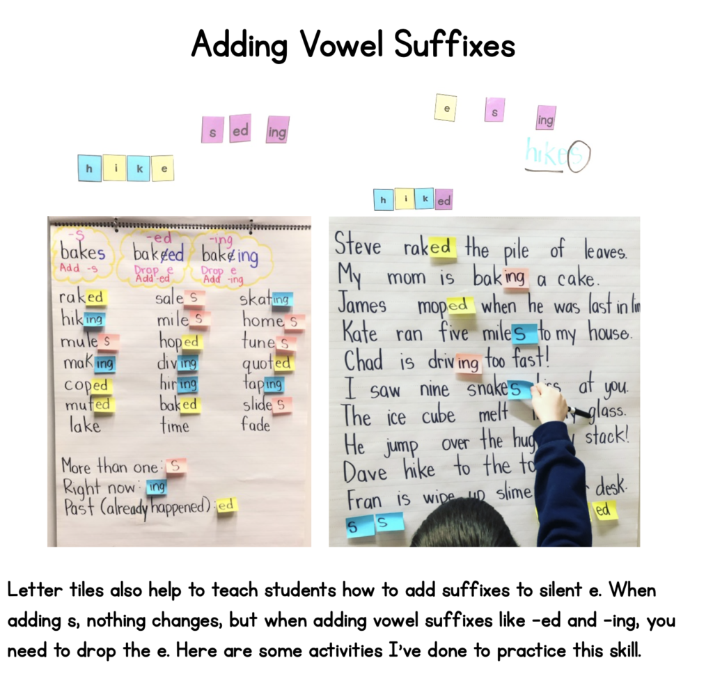 Adding suffixes to silent e words